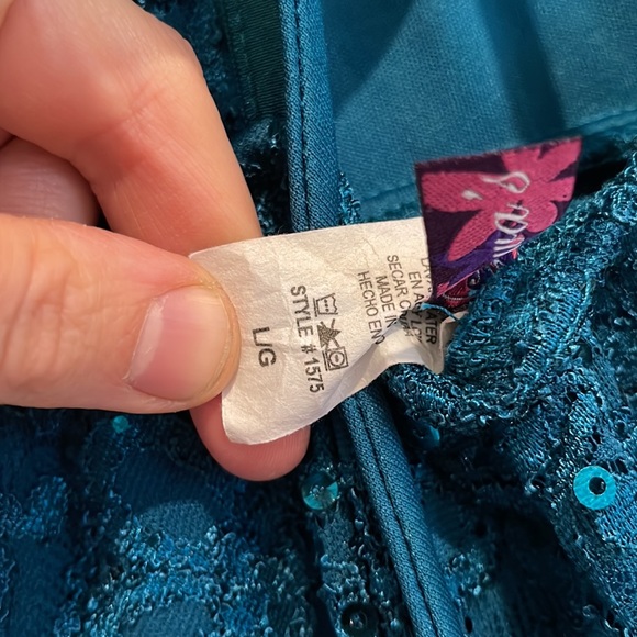 Blue green gorgeous short to long Dress Size Large - Picture 5 of 6